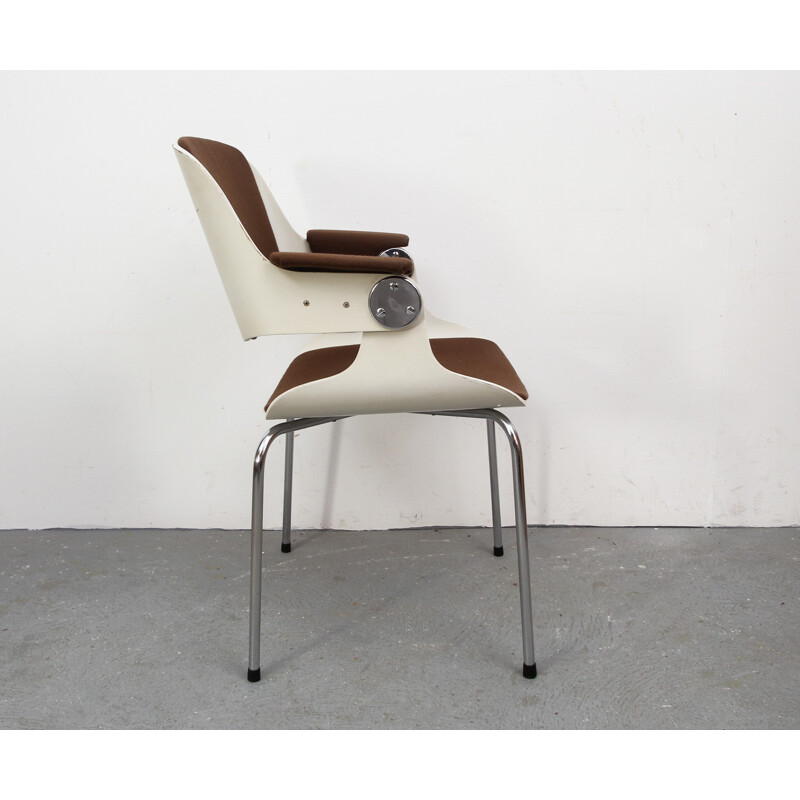 Eugen Schmidt chair in brown fabric - 1970s