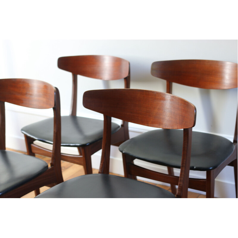 Set of 4 vintage Scandinavian teak chairs Silkeborg by Johannes Andersen 1960