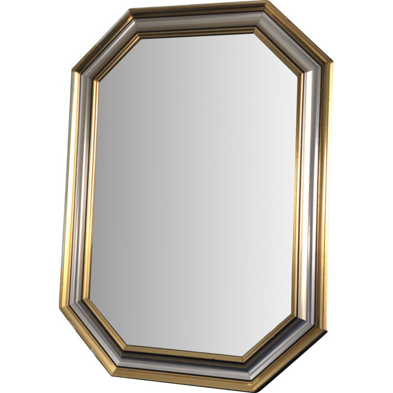 Vintage Facet-Cut Mirror In Gold And Silver 1970s