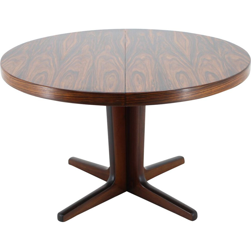 Vintage Round Palisander Extendable Dining Table, Denmark 1960s