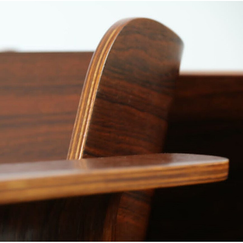 Pair of Vintage plywood rosewood curved armchairs italian