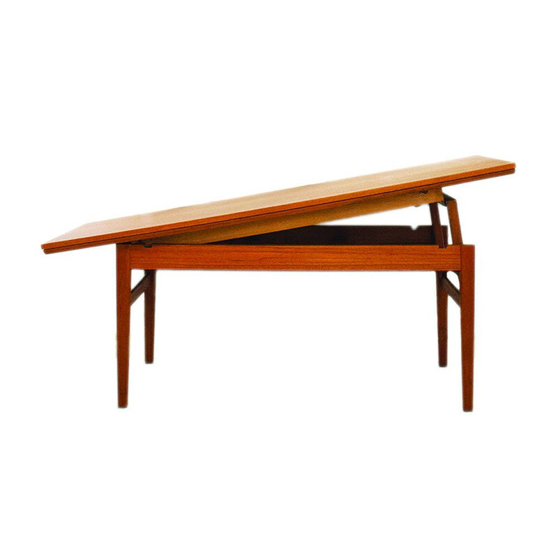 Vintage Elevator coffee table and dining table in teak, Denmark 1960