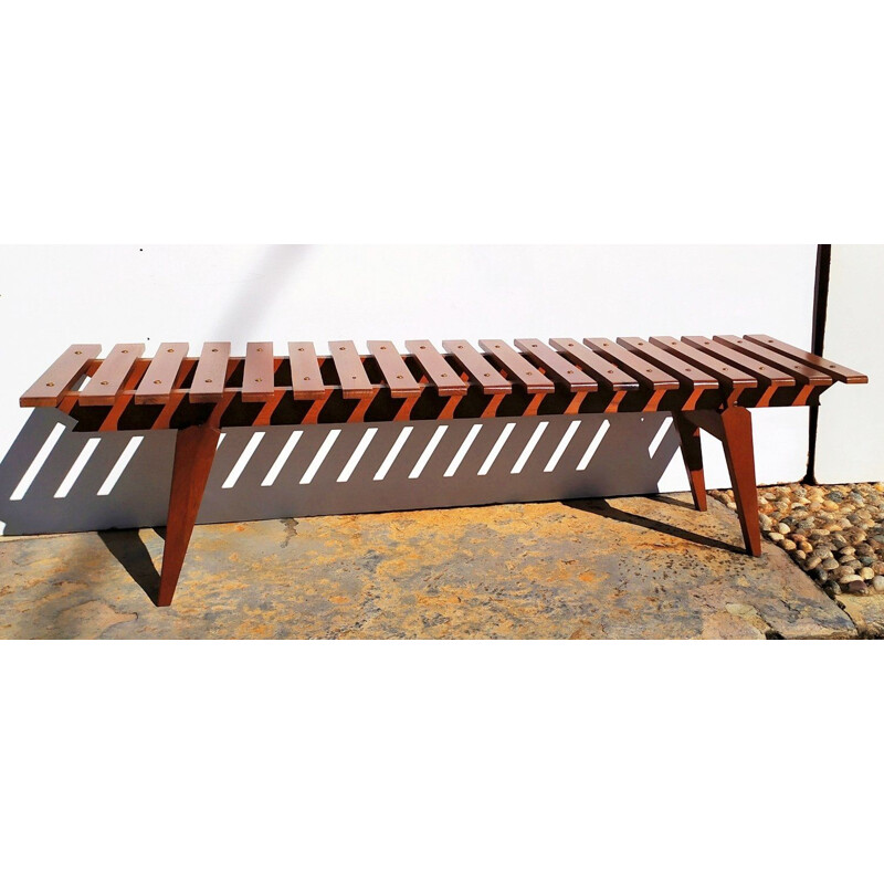 Large Teak Bench italian 1950s