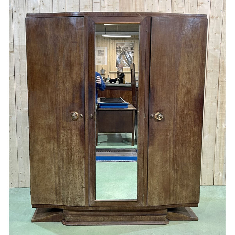 Vintage 3-door cabinet in Art Deco rosewood veneer