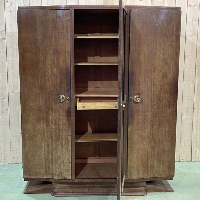 Vintage 3-door cabinet in Art Deco rosewood veneer