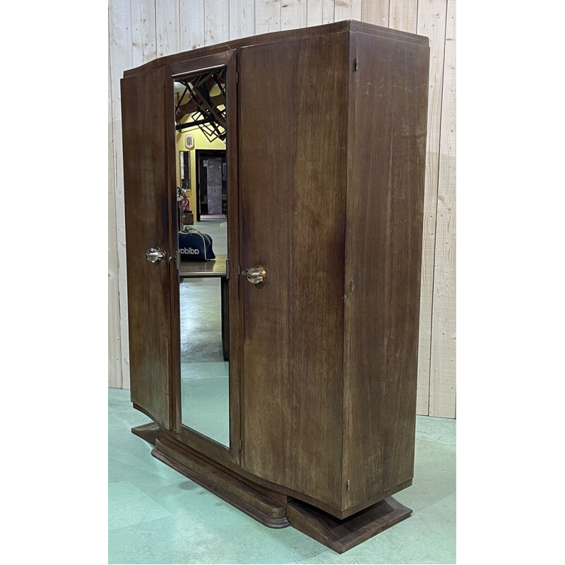Vintage 3-door cabinet in Art Deco rosewood veneer