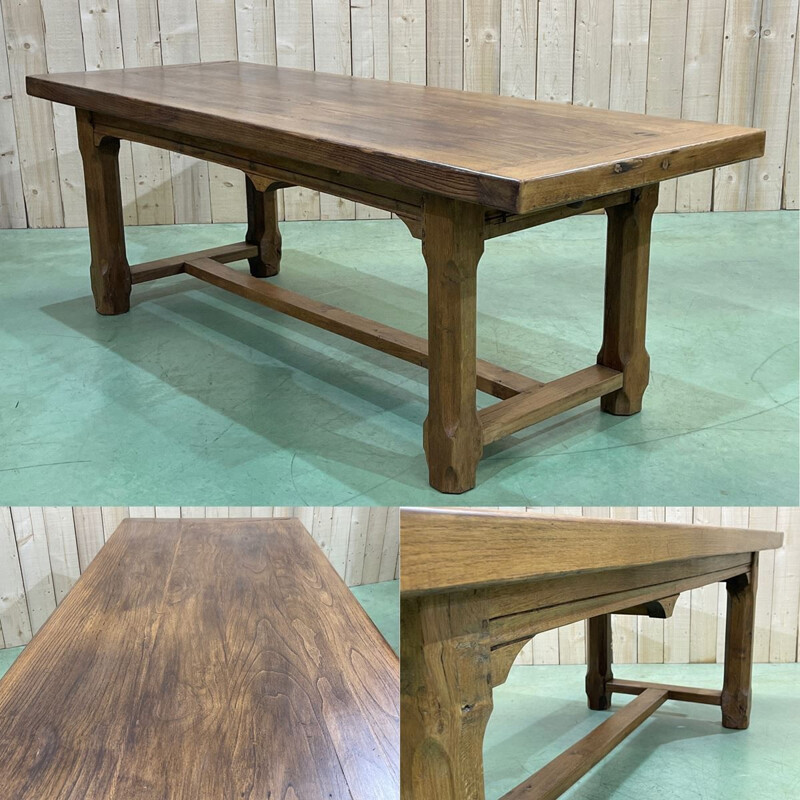 Vintage monastery table Elm and oak 1950