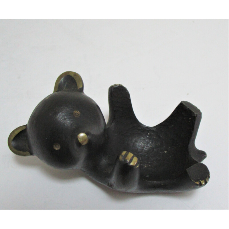 Vintage candleholder blackened bronze bear by Walter Bosse for Herta Baller