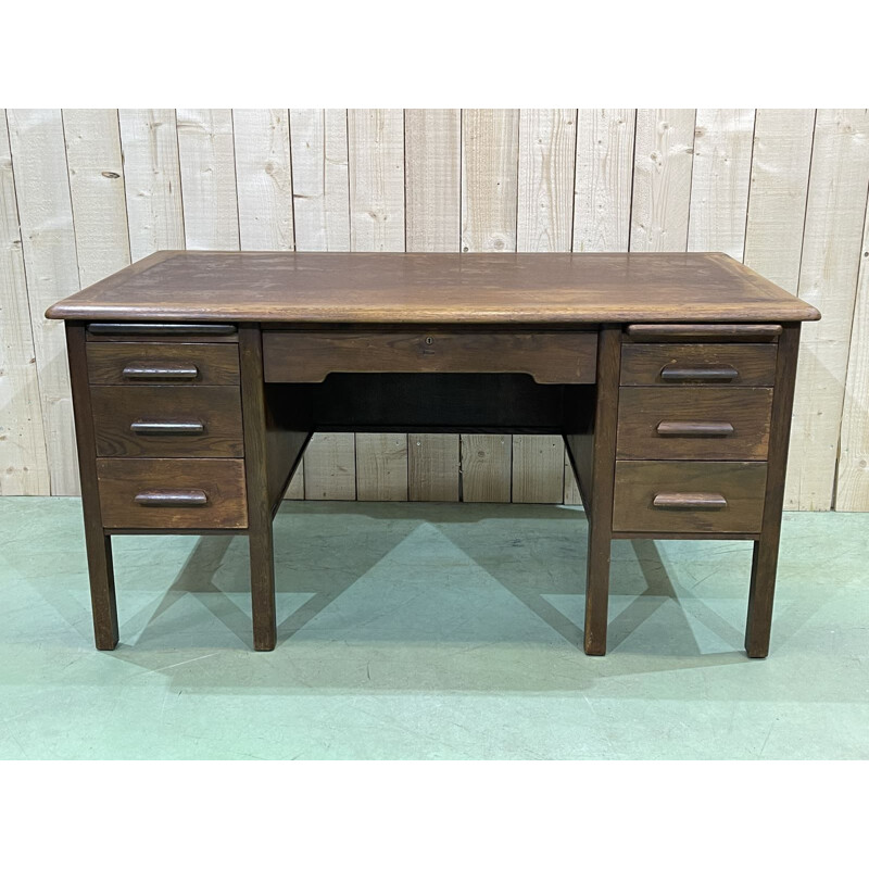 Bureau plat vintage en chêne, Anglais 1960