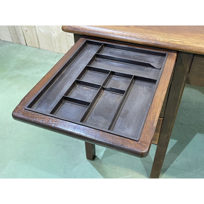 Vintage oak flat desk, English 1960s