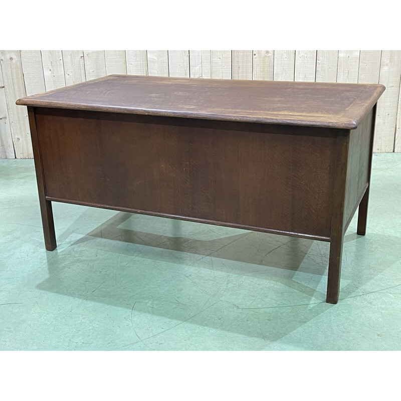 Vintage oak flat desk, English 1960s