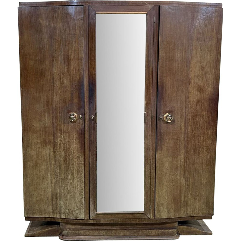 Vintage 3-door cabinet in Art Deco rosewood veneer