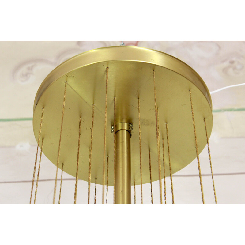 Vintage brass abd crystal chandelier by Gaetano Sciolari 1970s
