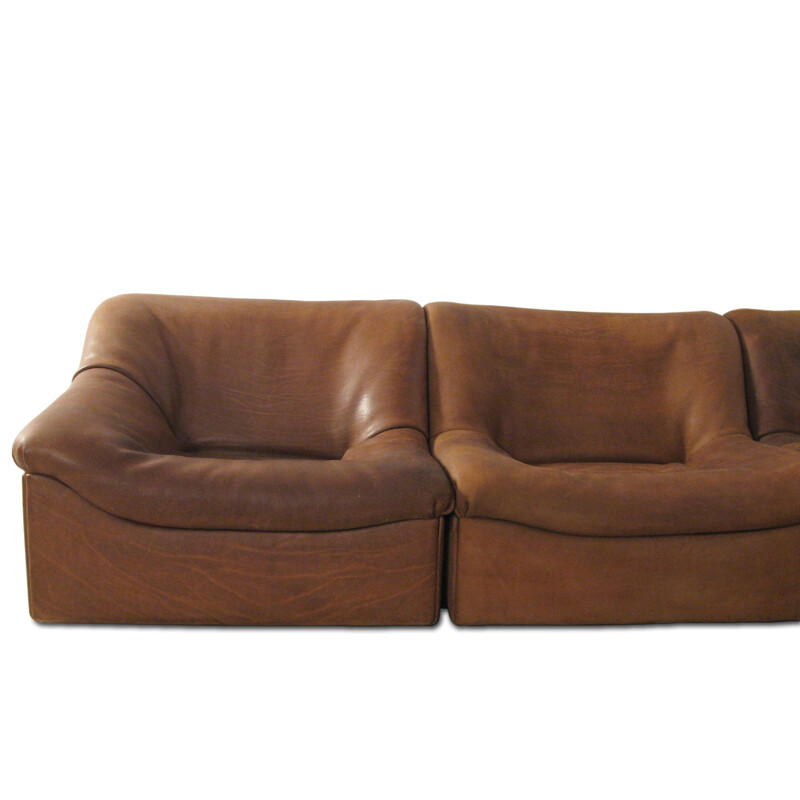 Vintage de Sede DS-46 bull neck leather sectional sofa 1970s