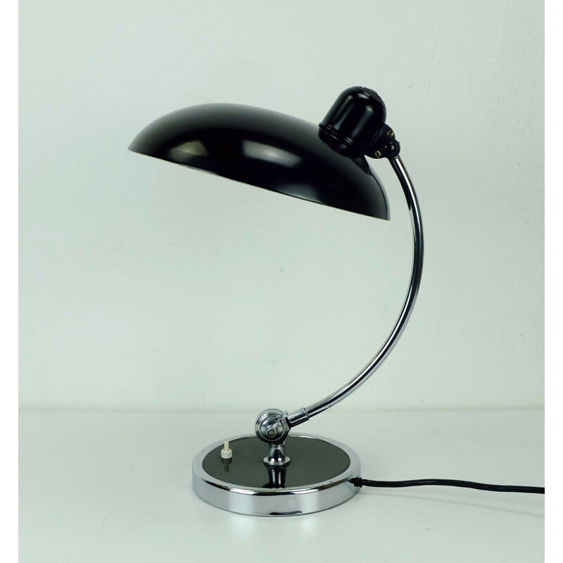 Lampe de bureau vintage modèle 6631 noir et chrome par christian Dell pour Kaiser-Leuchten 1934