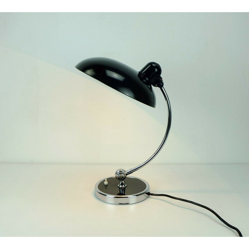 Lampe de bureau vintage modèle 6631 noir et chrome par christian Dell pour Kaiser-Leuchten 1934