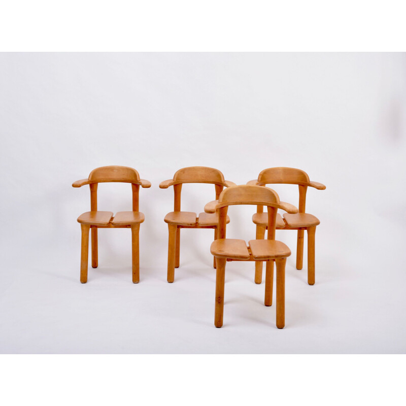 Set of 4 vintage rustic Modern dining chairs, Scandinavian