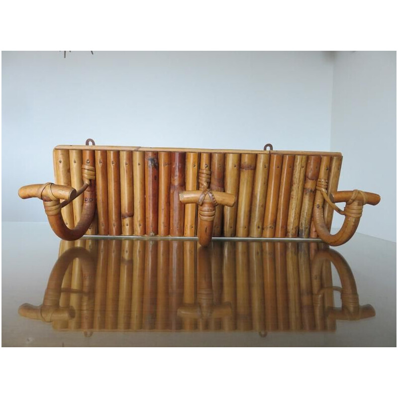 Vintage coat rack in bamboo and rattan 1960s