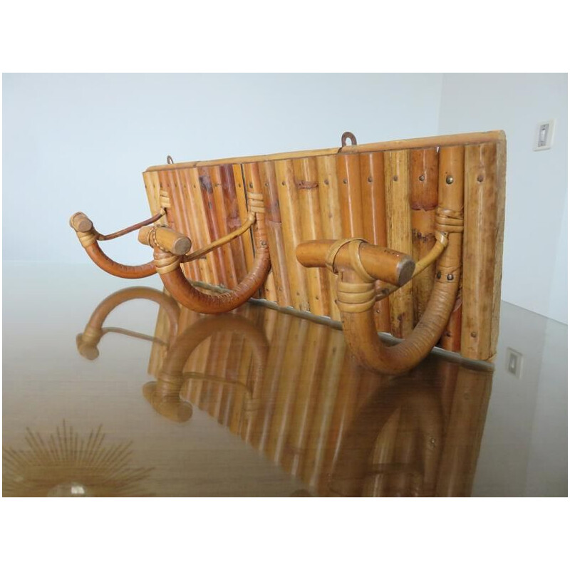 Vintage coat rack in bamboo and rattan 1960s