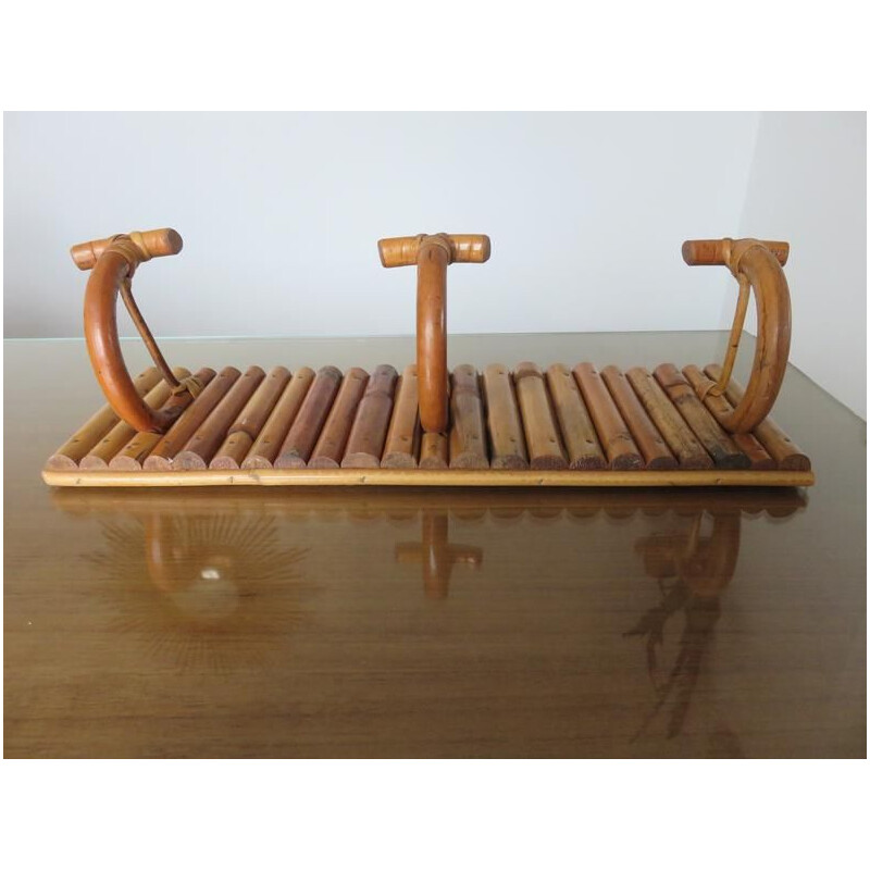 Vintage coat rack in bamboo and rattan 1960s