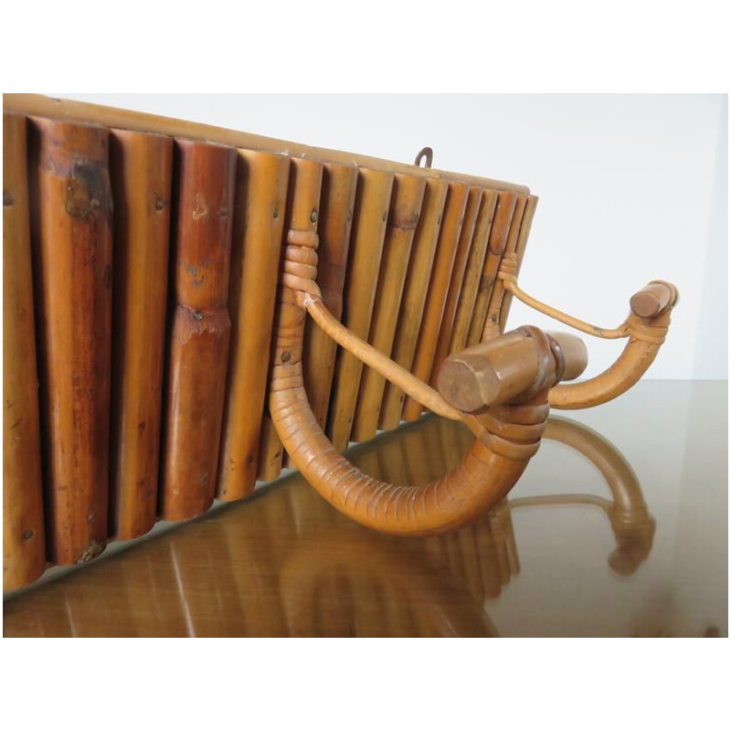 Vintage coat rack in bamboo and rattan 1960s