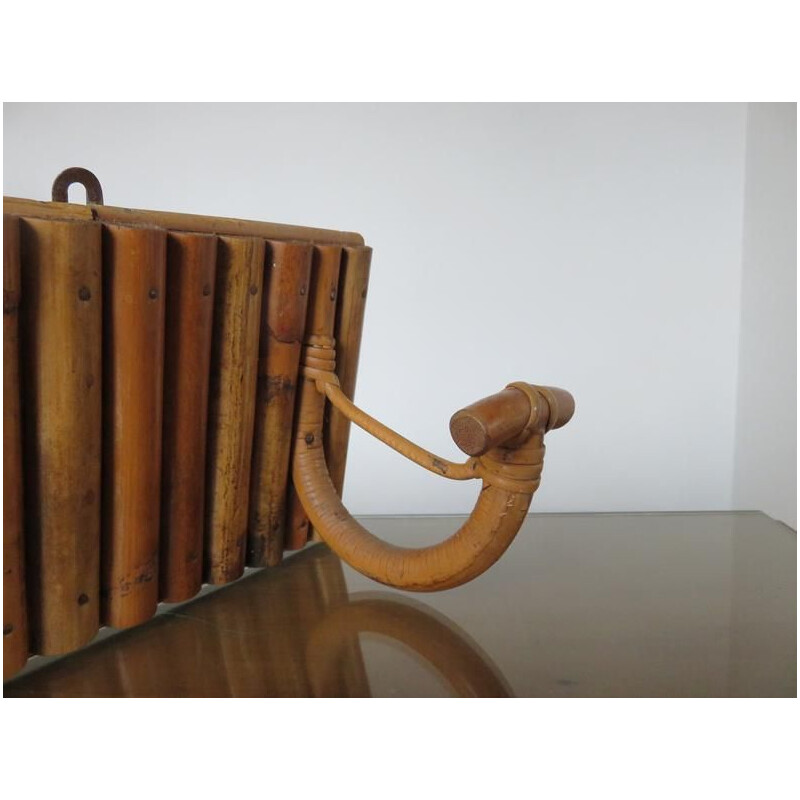 Vintage coat rack in bamboo and rattan 1960s