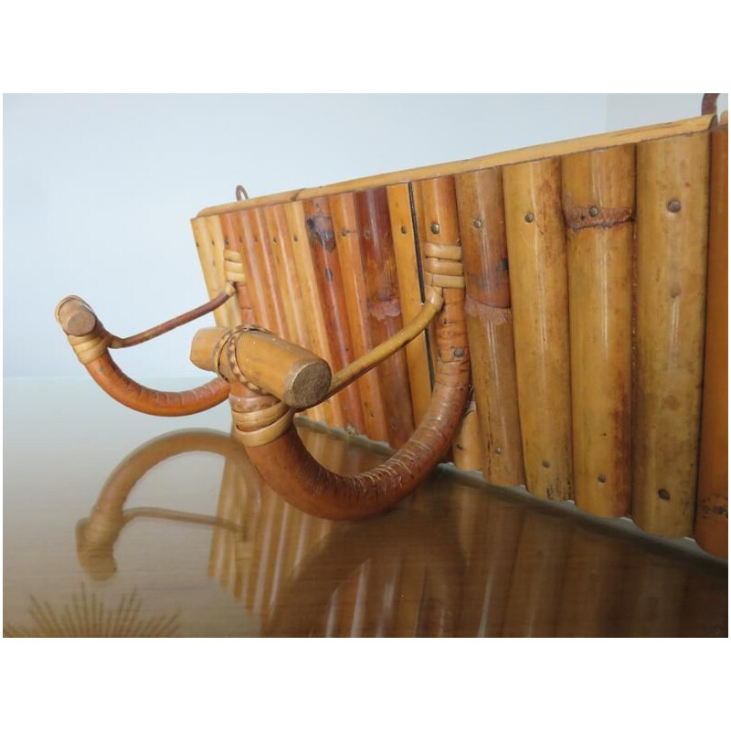 Porte manteau vintage en bambou et rotin 1960