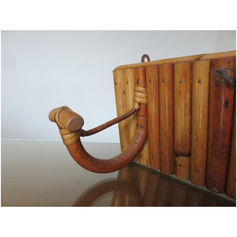 Vintage coat rack in bamboo and rattan 1960s