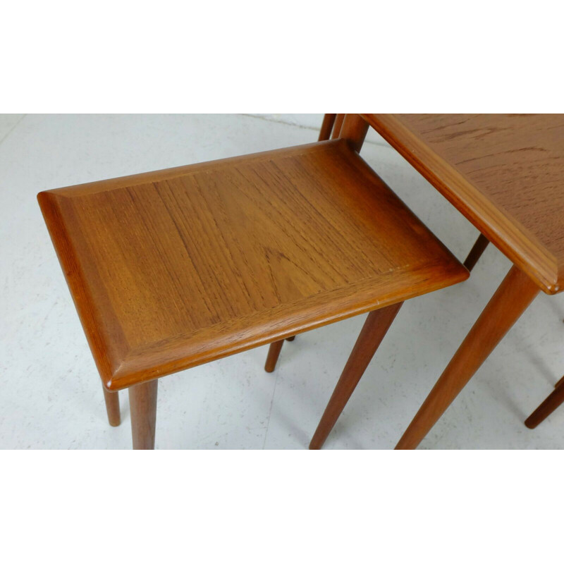 Vintage teak nesting tables modern 4 side tables, Denmark 1960s