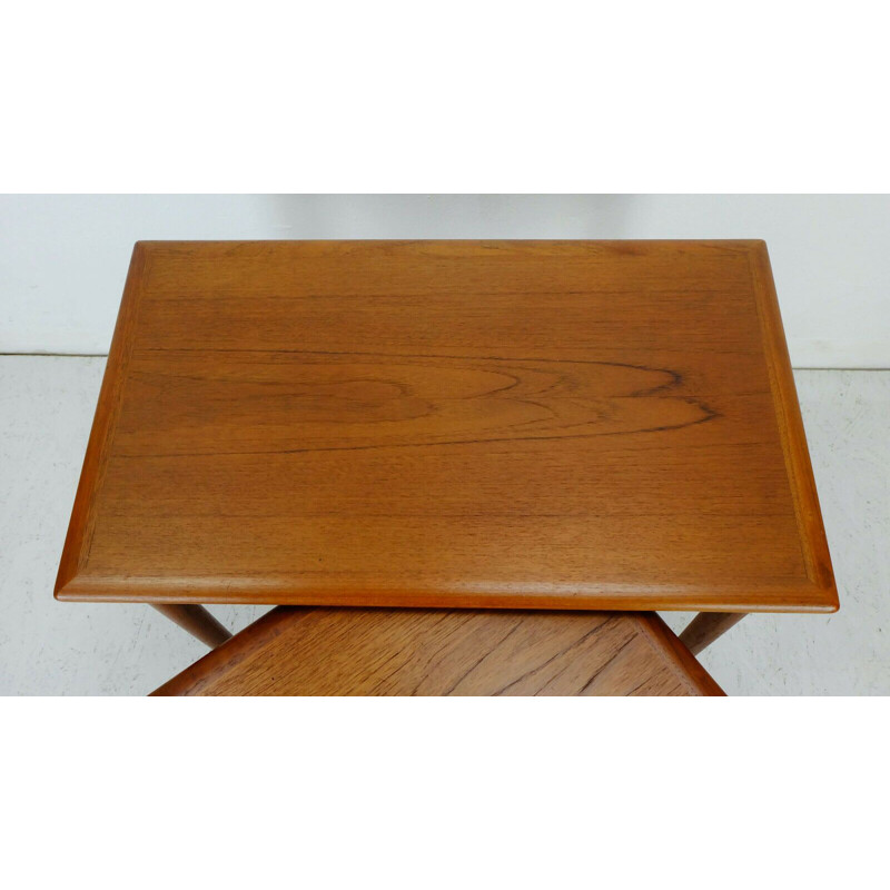 Tables gigognes vintage en teck moderne 4 tables d'appoint, Danemark 1960