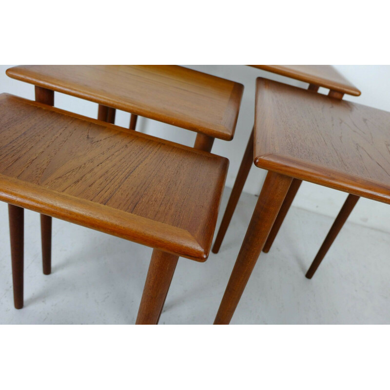 Vintage teak nesting tables modern 4 side tables, Denmark 1960s