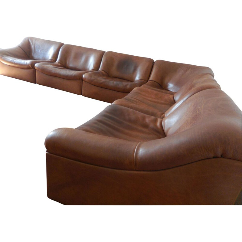 Sofa vintage de Sede DS-46 sectionnel en cuir de cou de taureau 1970