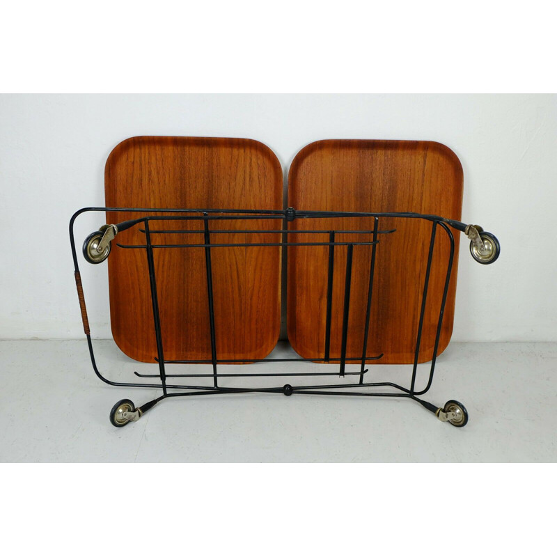 Vintage modern serving teak metal by Jie Gantofta, Sweden1950s