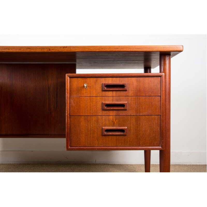 Vintage "minister" double sided teak desk by Gunni Omann, Danish 1960s