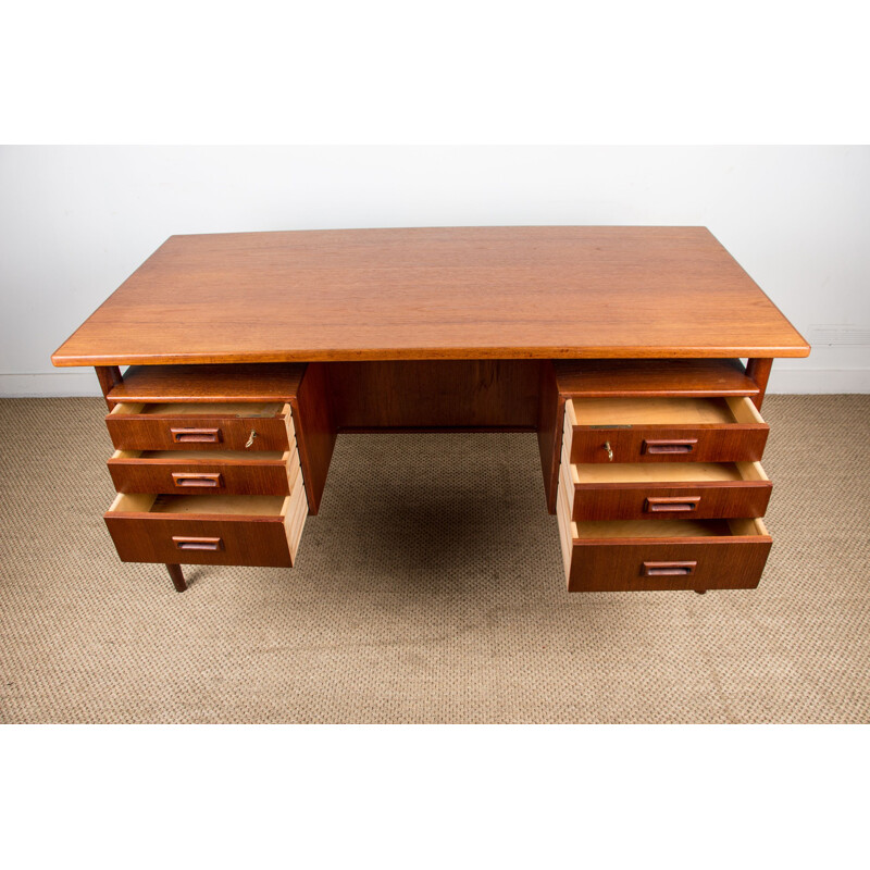 Vintage "minister" double sided teak desk by Gunni Omann, Danish 1960s