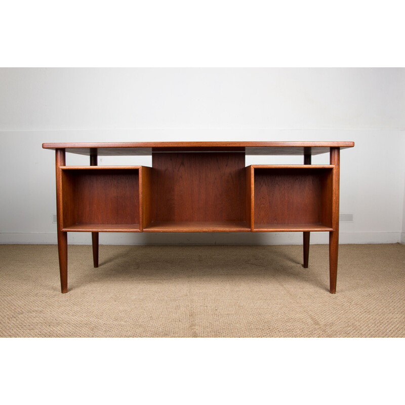 Vintage "minister" double sided teak desk by Gunni Omann, Danish 1960s