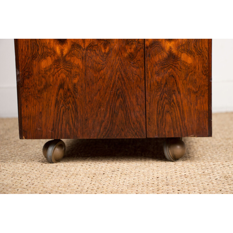 Large vintage mobile rosewood bar cabinet by Jorgen Clausen for Brande Mobelfabrik, Danish 1960s