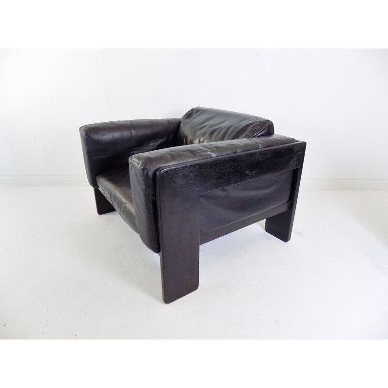 Vintage Gavina Knoll Bastiano leather armchair by Afra & Tobia Scarpa 1960s