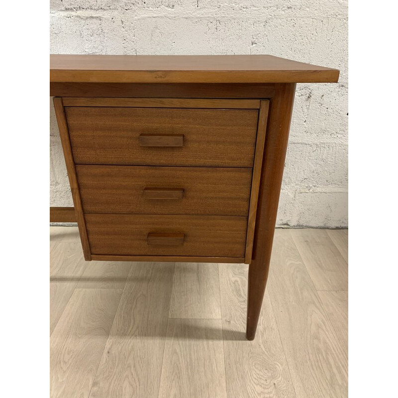 Vintage pedestal desk 3 drawers, Scandinavian 1960s