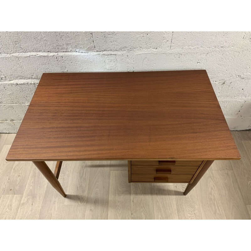 Vintage pedestal desk 3 drawers, Scandinavian 1960s