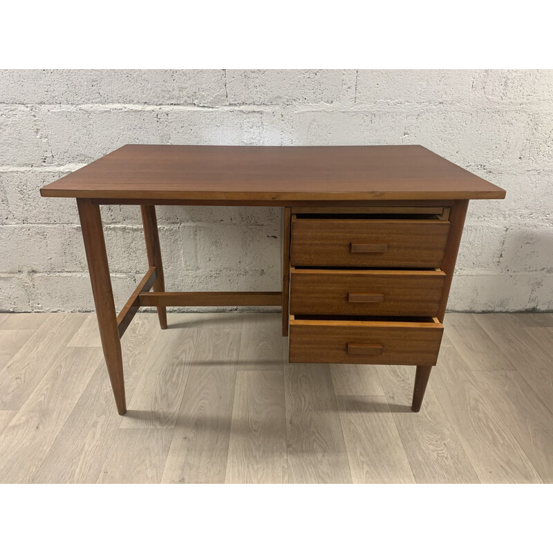 Vintage pedestal desk 3 drawers, Scandinavian 1960s