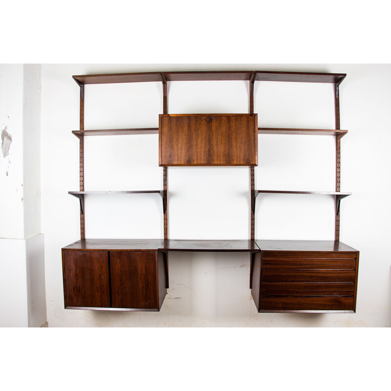 Large vintage modular shelf in Rio rosewood by Poul Cadovius, Danish 1960s