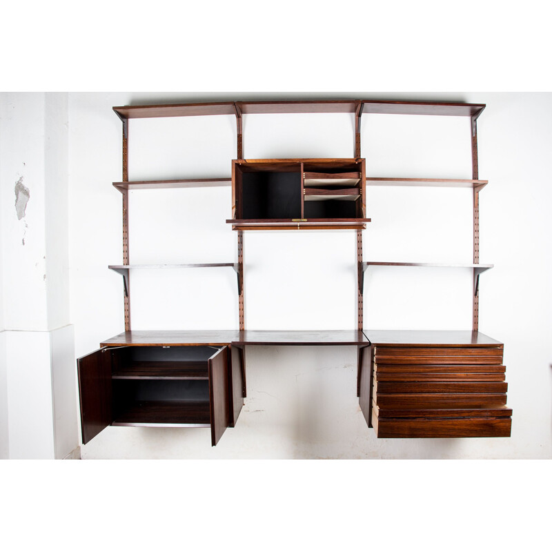 Large vintage modular shelf in Rio rosewood by Poul Cadovius, Danish 1960s