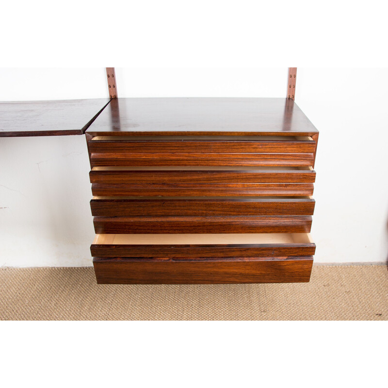 Large vintage modular shelf in Rio rosewood by Poul Cadovius, Danish 1960s