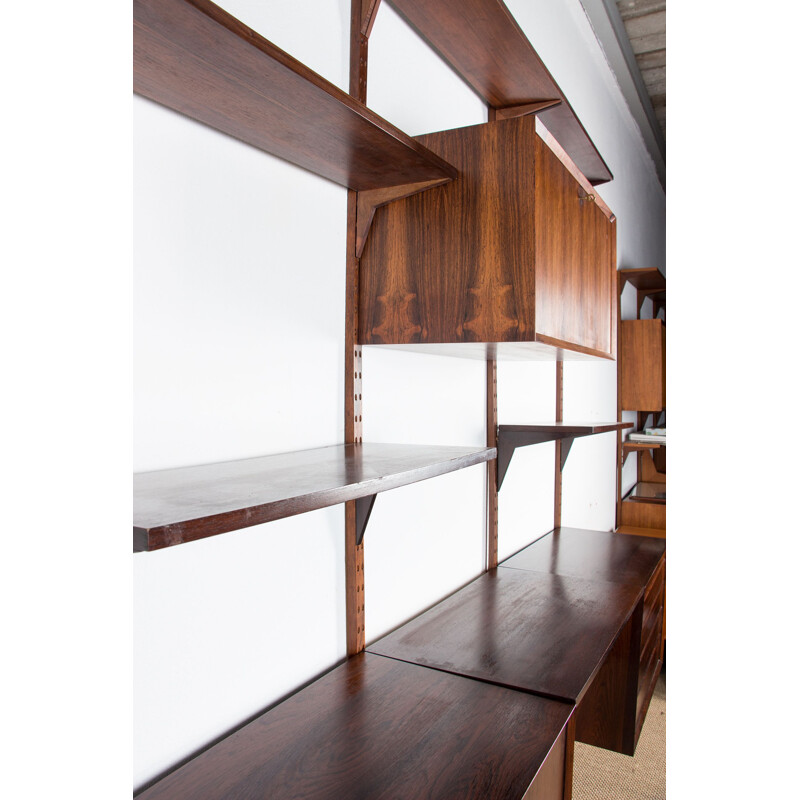 Large vintage modular shelf in Rio rosewood by Poul Cadovius, Danish 1960s