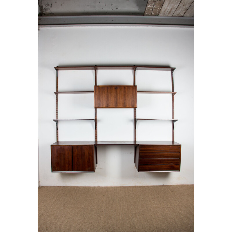 Large vintage modular shelf in Rio rosewood by Poul Cadovius, Danish 1960s