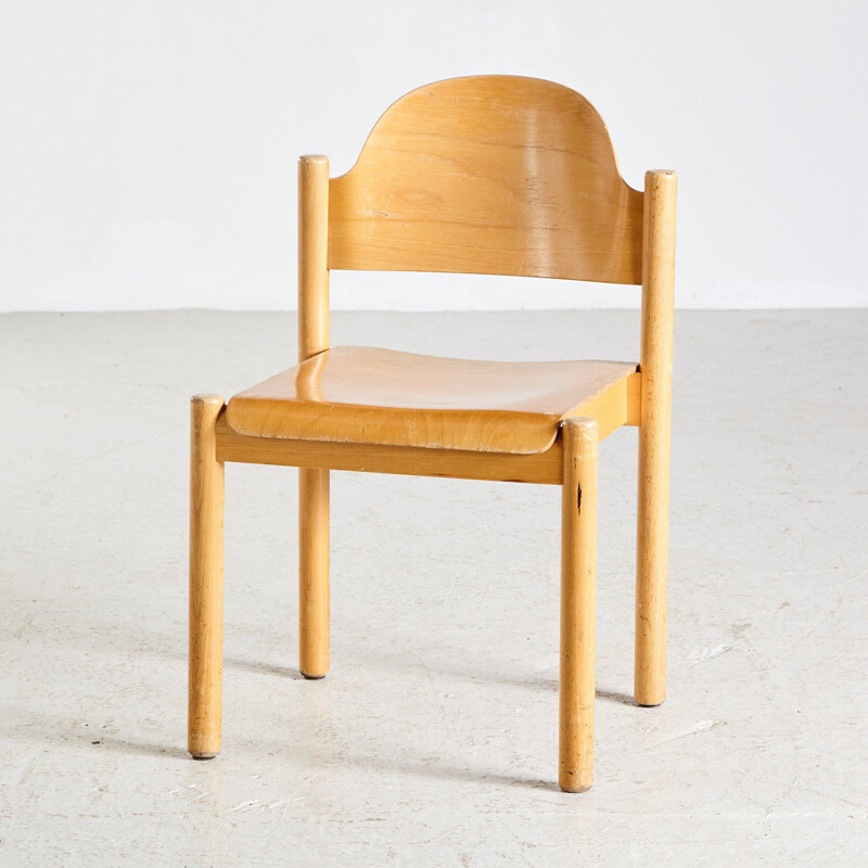 Vintage Stackable Beech Side Chair 1970s