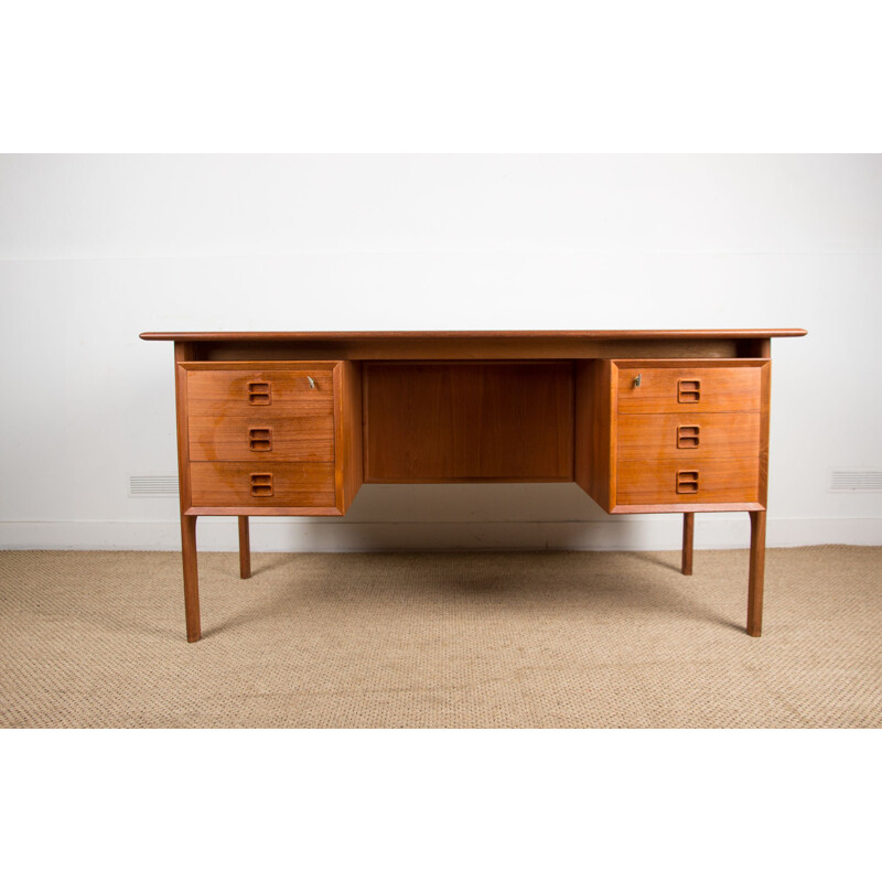 Vintage double-sided teak desk by Arne Vodder for Sibast, Danish 1960s