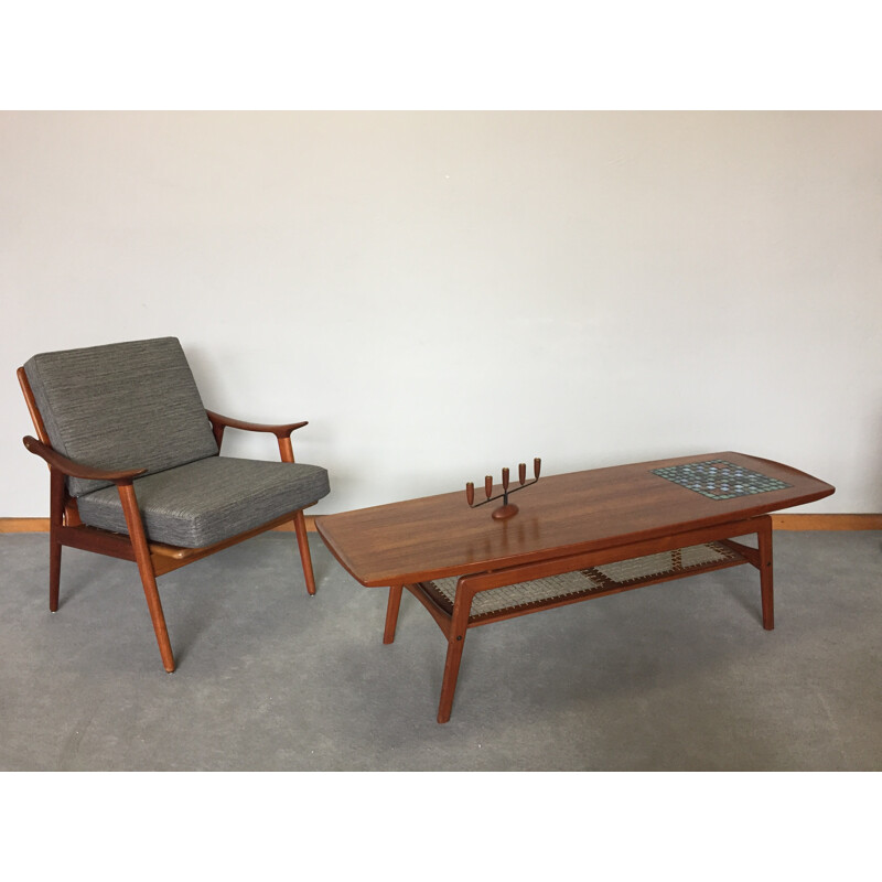 Scandinavian coffee table in teak, HOVMAND OLSEN - 1960s