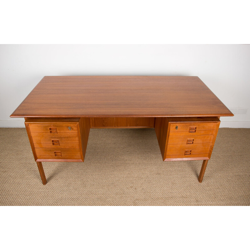 Vintage double-sided teak desk by Arne Vodder for Sibast, Danish 1960s